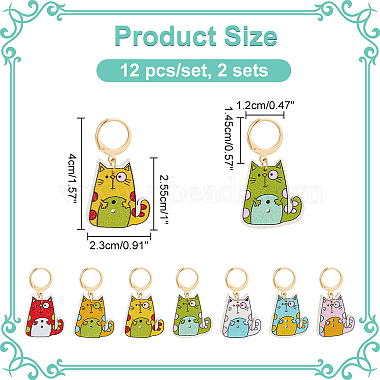 Cat Printed Wooden Pendant Stitch Markers(HJEW-AB00320)-2