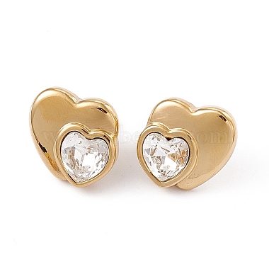 Rhinestone Double Heart Stud Earrings(EJEW-L282-12G)-2