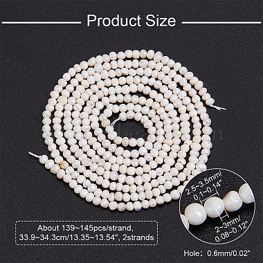2 Strands Natural Cultured Freshwater Pearl Beads Strands(PEAR-NB0002-35)-2
