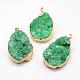 Electroplated Natural & Dyed Druzy Agate Pendants(G-N0167-023B)-2