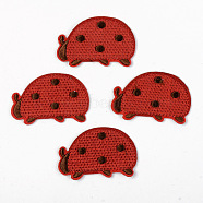 Computerized Embroidery Cloth Iron on/Sew on Patches, Appliques, Costume Accessories, Ladybug, Red, 37x57x1.5mm(DIY-S040-005)