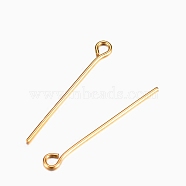 Ion Plating(IP) 304 Stainless Steel Eye Pins, Golden, 30mm, Hole: 1.9x2mm, Pin: 0.6mm(STAS-G075-17G-02)