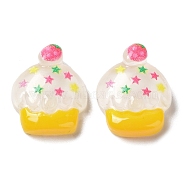 Translucent Resin Decoden Cabochons, Cupcake with Star, White, 17.5x14.5x6mm(CRES-D018-03C)