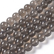 Natural Gray Agate Bead Strands, Round, Grade A, 10mm, Hole: 1mm, about 40pcs/strand, 15.7 inch(G-R193-12-10mm)