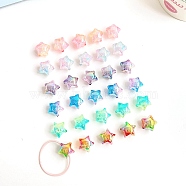 Transparent Crackle Acrylic Beads, Gradient Color, Star, Mixed Color, 17x17.7x14.4mm, Hole: 3.8mm(OACR-L016-13)