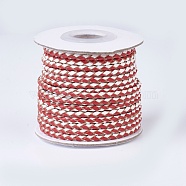 Braided Leather Cords, Round, FireBrick, 3mm, about 10yards/roll(WL-P002-05-A)