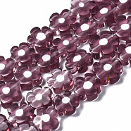 Handmade Millefiori Glass Bead Strands, Flower, Old Rose, 7.5~9x3mm, Hole: 1mm, about 55~57pcs/strand, 15.55 inch~15.94 inch(39.5cm~40.5cm)(LAMP-J035-8mm-33)