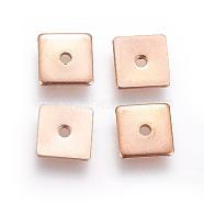Ion Plating(IP) 304 Stainless Steel Spacer Beads, Square, Rose Gold, 6x6x0.9mm, Hole: 1.2mm(STAS-G193-08A-RG)