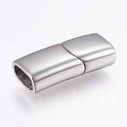 304 Stainless Steel Magnetic Clasps with Glue-in Ends, Rectangle, Stainless Steel Color, 23x10x6mm, Hole: 4x8mm(STAS-F130-92P)
