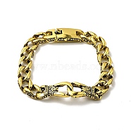 Men's Alloy Interlocking Knot Link Bracelet with Curb Chains, Punk Metal Jewelry, Antique Golden, 9-1/4 inch(23.5cm)(BJEW-A129-03AG)