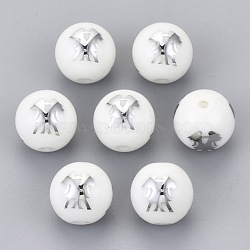 Electroplate Glass Beads, Round with Constellations Pattern, Platinum Plated, Gemini, 10mm, Hole: 1.2mm(EGLA-S178-11D-01)