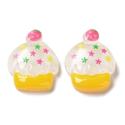 Translucent Resin Decoden Cabochons, Cupcake with Star, White, 17.5x14.5x6mm(CRES-D018-03C)