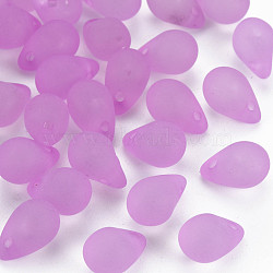 Transparent Acrylic Pendants, Frosted, Teardrop, Medium Orchid, 13x8.5mm, Hole: 1.6mm, about 1000pcs/500g(MACR-S373-67-M01)