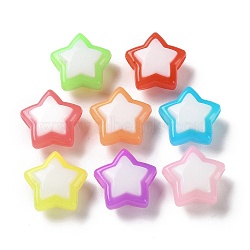 Two Tone Opaque Acrylic Beads, Imitation Jelly, Star, 17x18x10mm, Hole: 3.8mm, about 357pcs/500g(SACR-I005-04A)