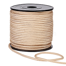 50M Nylon Braided Cords, Round, Cornsilk, 3mm, about 54.68 Yards(50m)/Roll(NWIR-WH0017-005)