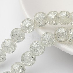Crackle Glass Beads Strands, Round, Clear, 10mm, Hole: 1.3~1.6mm, about 80pcs/strand, 31.4 inch(X-CCG-Q001-10mm-01)