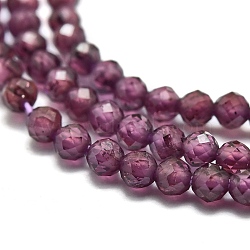 Natural Garnet Beads Strands, Round, Faceted, 2mm, Hole: 0.4mm, about 192pcs/Strand, 15.16 inch(38.5cm)(G-O186-D01)