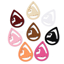 Faux Suede Big Pendants, Halloween, Teardrop with Witch Hat, Mixed Color, 64~65x45.5x1.5mm, Hole: 1.4mm(FIND-S300-55)