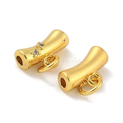 Brass Micro Pave Cubic Zirconia Tube Bails, Loop Bails, Long-Lasting Plated, Tube, Golden, 7x12x4mm, Hole: 3.4mm, Inner Diameter: 1.8mm(ZIRC-F141-07G)