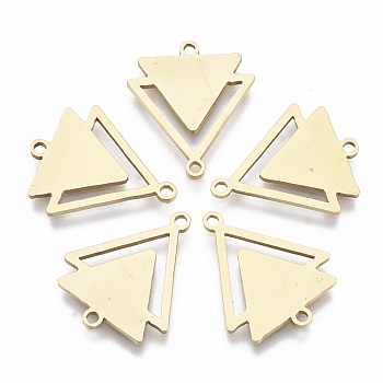 201 Stainless Steel Links connectors, Laser Cut Links, Double Triangle, Golden, 19.5x16x1mm, Hole: 1.4mm
