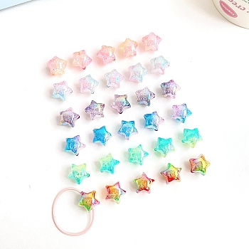Transparent Crackle Acrylic Beads, Gradient Color, Star, Mixed Color, 17x17.7x14.4mm, Hole: 3.8mm