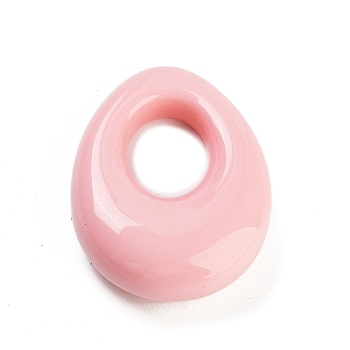 Opaque Resin Pendants, Hollow Teardrop Charms, Pink, 30x23.5x10mm, Hole: 12.5x10mm