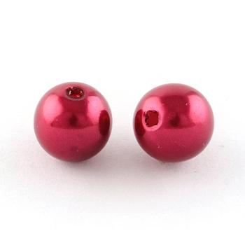 ABS Plastic Imitation Pearl Round Beads, Red, 16mm, Hole: 2.5mm, about 230pcs/500g