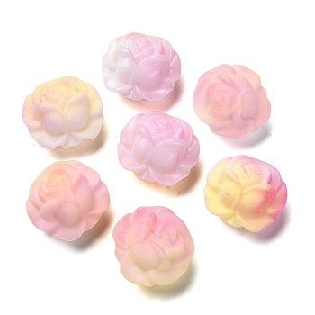 Light Change Resin Beads, Camellia Flower Beads, Pink, 18x19.5x11.5mm, Hole: 2mm, about 270pcs/500g