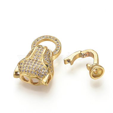 Brass Micro Pave Cubic Zirconia Fold Over Clasps(ZIRC-S058-02G)-3