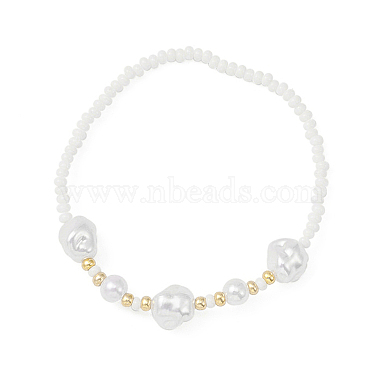 ABS Plastic Imitation Pearl Beaded Stretch Bracelet & Beaded Necklace(SJEW-JS01278)-6