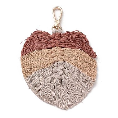手作りの編み込みマクラメ綿糸リーフペンダント装飾(GLAA-K060-08KCG-08)-2