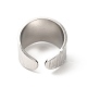 304 Stainless Steel Textured Wide Open Cuff Ring for Women(RJEW-E063-22P)-3