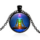 Chakra Theme Yoga Human Glass Pendant Necklace(CHAK-PW0001-022D)-1
