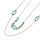 Collier double couche avec breloques en émail et perles de turquoise synthétique(NJEW-P269-20D-G)-2