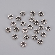 Tibetan Style Daisy Spacer Beads, Lead Free & Nickel Free & Cadmium Free, Flower, Antique Silver Color, Size: about 8mm in diameter, 3mm thick, hole: 3mm(LFH267Y-NF)