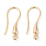 Brass Earring Hooks, Ear Wire, with Loops, Real 18K Gold Plated, 20.5x2.5mm, Hole: 1.2mm, 20 Gauge, Pin: 0.8mm(KK-P234-18G)