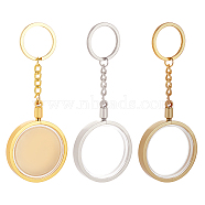 3pcs 3 colors Commemorative Coin Acrylic Pendant Keychain Sets, with Alloy Findings, for Coin Collection Holder, Platinum & Golden, 12cm, 1pc/color(KEYC-FG0001-09A)