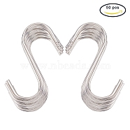 Heavy Duty S-hooks, Stainless Steel Wire Metal Secured S Hook, Jeans Hanger, Ceiling Rack Display Connect Hanging, Kitchen Pegboard, Stainless Steel Color, 90x32x2.8mm, 50pcs/bag(STAS-BC0002-15)