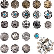 22 Sets Alloy Craft Solid Screw Rivet, with Imitation Turquoise or Iron, DIY Leather Craft Nail, Flat Round, Mixed Color, 30x9.5mm, Hole: 2.5mm, Screw: 5x3mm and 7x3.5mm(PALLOY-CA0002-22)