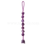 Handmade Natural Amethyst Hanging Ornament, for Car Rear View Mirror Decoration, 350mm(PW-WG61146-02)