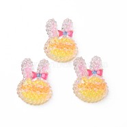 Transparent Epoxy Resin Cabochons, with Glitter Powder, Rabbit, Gold, 23x17x7.5mm(CRES-S365-34A)