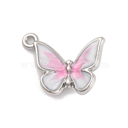 Alloy Enamel Pendants, Butterfly Charm, Platinum, 14x18x4mm, Hole: 1.4mm(FIND-U007-08P)