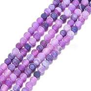 Natural Crackle Agate Beads Strands, Dyed, Round, Grade A, Purple, 6mm, Hole: 1mm, about 63pcs/strand, 15.5inch(G-G055-6mm-8)