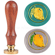 Wax Seal Stamp Set, Sealing Wax Stamp Solid Brass Head with Wood Handle, for Envelopes Invitations, Gift Card, Mango, 83x22mm, Stamps: 25x14.5mm(AJEW-WH0208-1409)