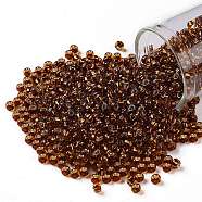 TOHO Round Seed Beads, Japanese Seed Beads, (2154S) Silver Lined Orange Amber, 8/0, 3mm, Hole: 1mm, about 10000pcs/pound(SEED-TR08-2154S)