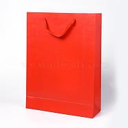 Kraft Paper Bags, with Handles, Gift Bags, Shopping Bags, Rectangle, Red, 40x30x10cm(AJEW-F005-03-F)