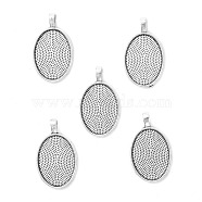 Alloy Pendant Cabochon Settings, Oval, Antique Silver, Tray: 18x25mm, 35.2x20mm, Hole: 3.9mm(X-PALLOY-E436-88AS)