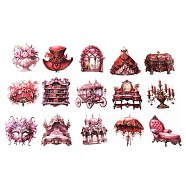 60Pcs Forest Theme Waterproof PET Stickers Set, Decorative Stickers, for Water Bottles, Laptop, Luggage, Cup, Computer, Mobile Phone, Skateboard, Guitar Stickers, Red, 61~65x52~65x0.1mm(DIY-F149-04D)