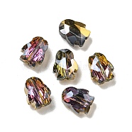 Electroplate Glass Beads, Faceted, Half Plated, Penguin, Orchid, 8x6.5x4.5mm, Hole: 1mm(EGLA-A041-01-HP02)