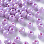 Opaque Acrylic Beads, AB Color Plated, Round, Violet, 6x5mm, Hole: 1.8mm, about 4400pcs/500g(MACR-S370-D6mm-A03)